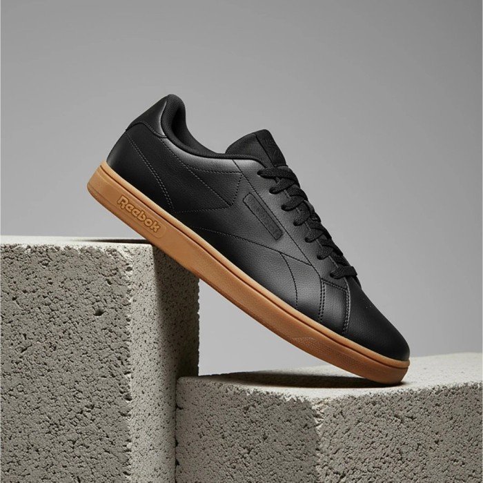 Men's Black Reebok Court Clean 100234604 6098 on Brown Sole