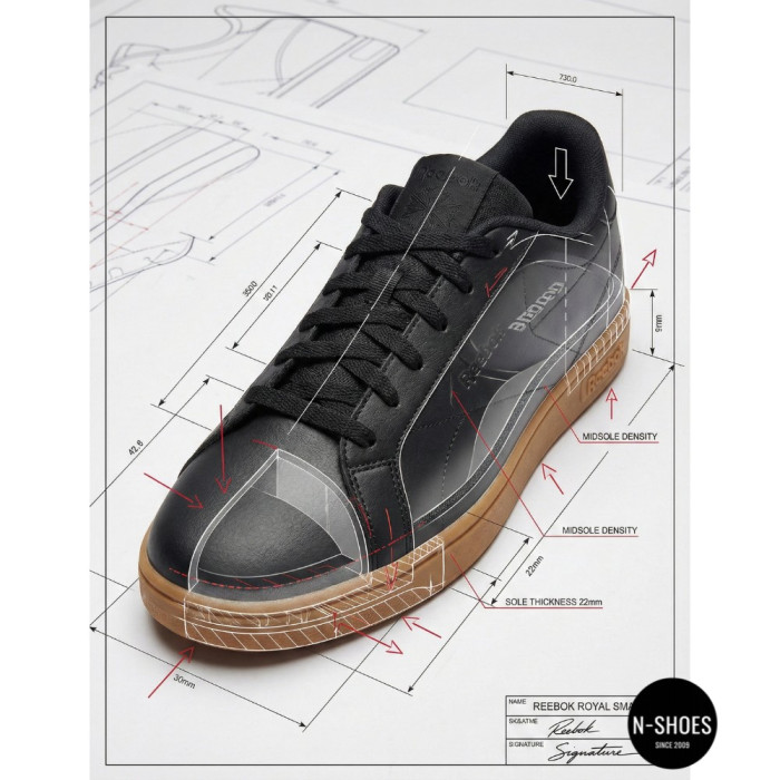 Men's Black Reebok Court Clean 100234604 6098 on Brown Sole