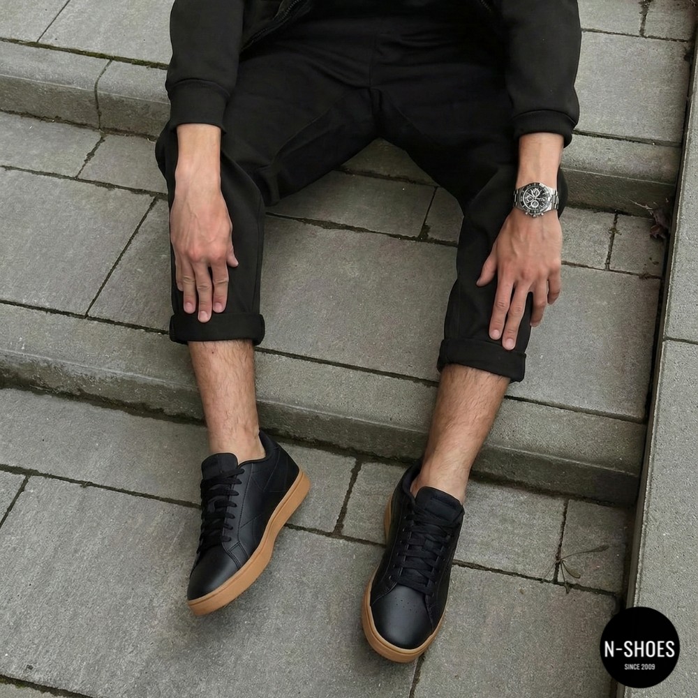 Оригинальные черные кеды Reebok Court Clean 100234604 6098 (Gum Sole)