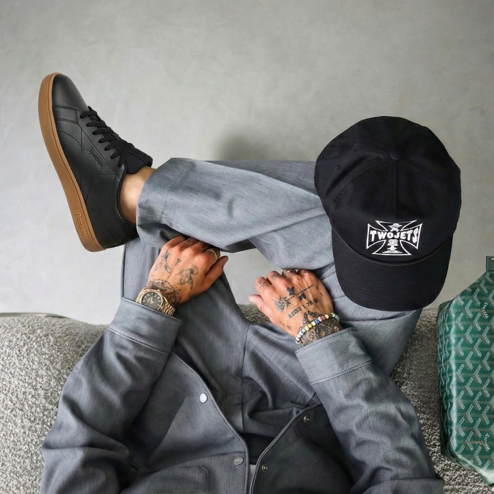 Оригинальные черные кеды Reebok Court Clean 100234604 6098 (Gum Sole)