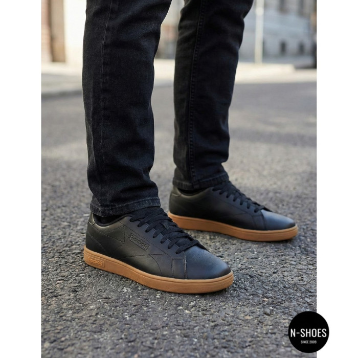Men's Black Reebok Court Clean 100234604 6098 on Brown Sole