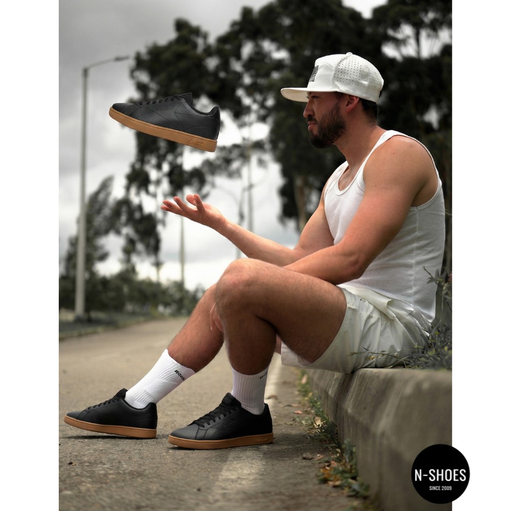 Оригинальные черные кеды Reebok Court Clean 100234604 6098 (Gum Sole)