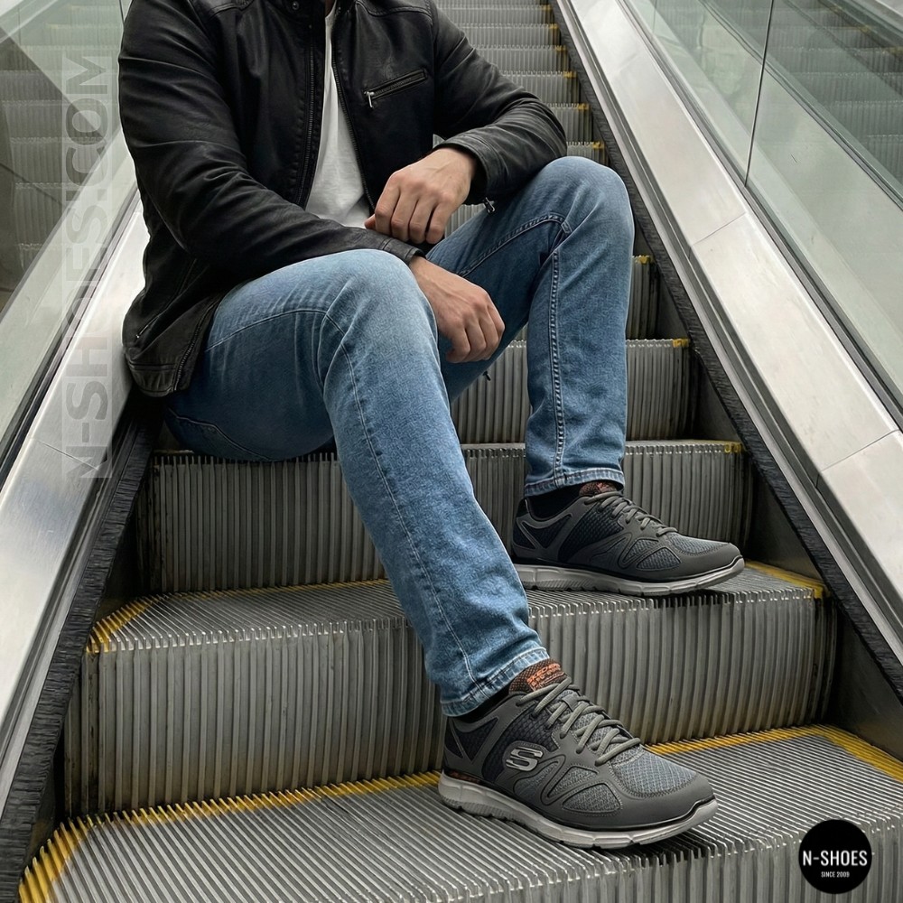 Men's Grey Skechers Flash Point 58350 6131 Sneakers