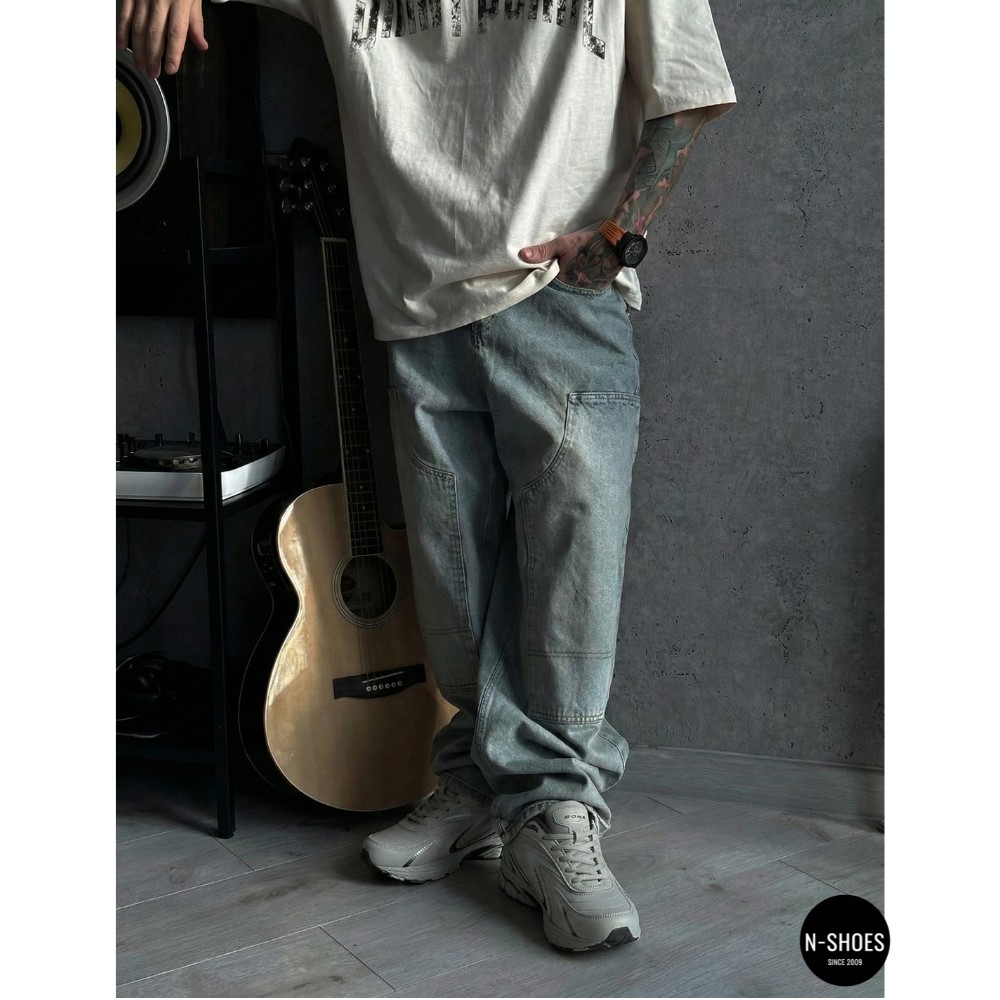 Чоловічі кросівки Bona 808M Grey-Dark Grey 6136 з натуральної шкіри