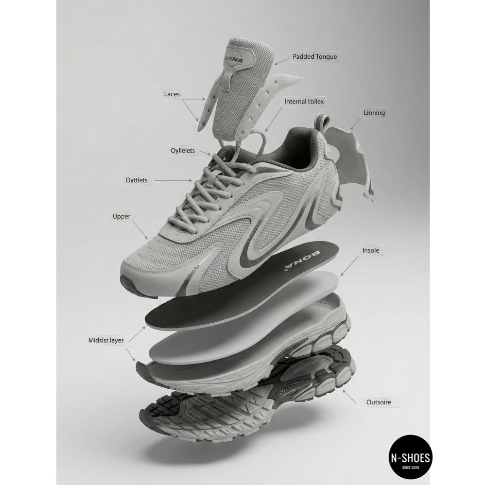 Чоловічі кросівки Bona 808M Grey-Dark Grey 6136 з натуральної шкіри