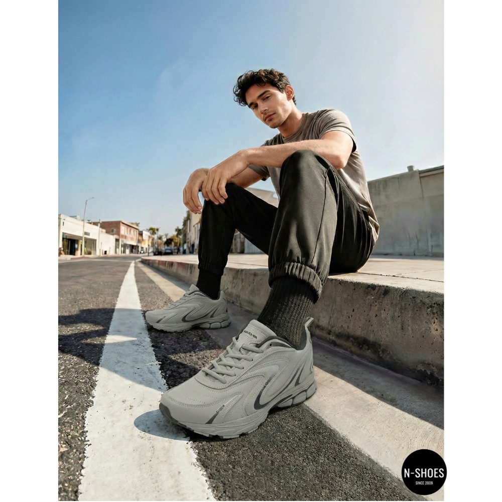 Чоловічі кросівки Bona 808M Grey-Dark Grey 6136 з натуральної шкіри