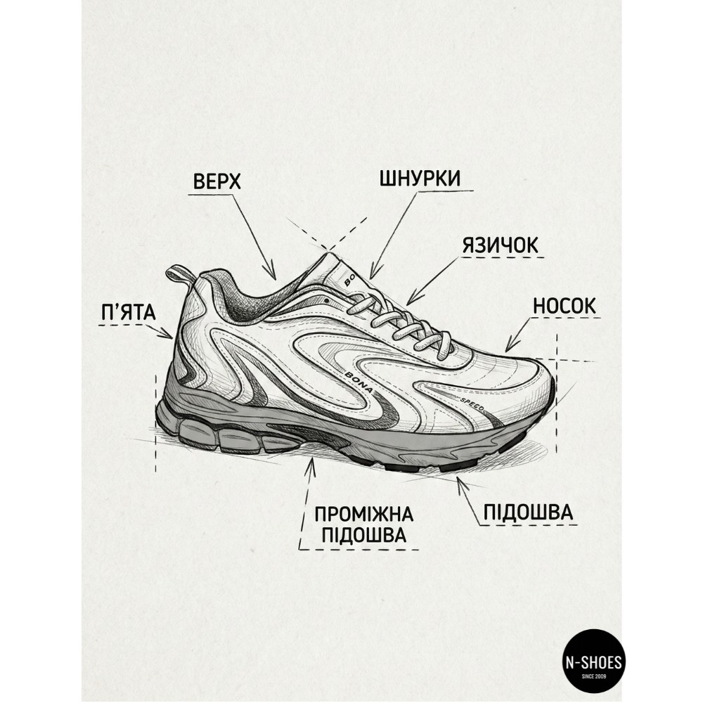 Чоловічі кросівки Bona 808M Grey-Dark Grey 6136 з натуральної шкіри