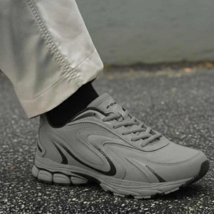 Мужские кроссовки Bona 808M Grey-Dark Grey 6136 из натуральной кожи