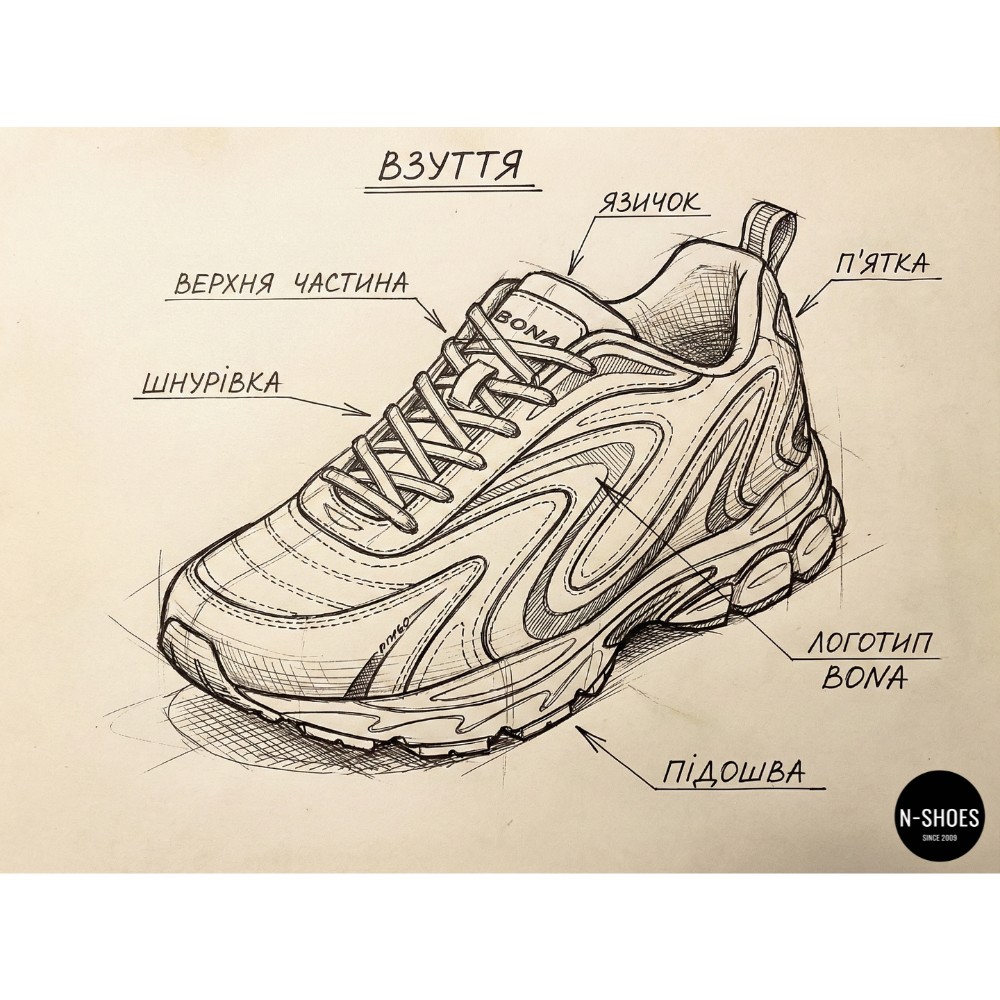 Чоловічі кросівки Bona 808M Grey-Dark Grey 6136 з натуральної шкіри