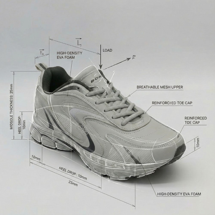 Мужские кроссовки Bona 808M Grey-Dark Grey 6136 из натуральной кожи