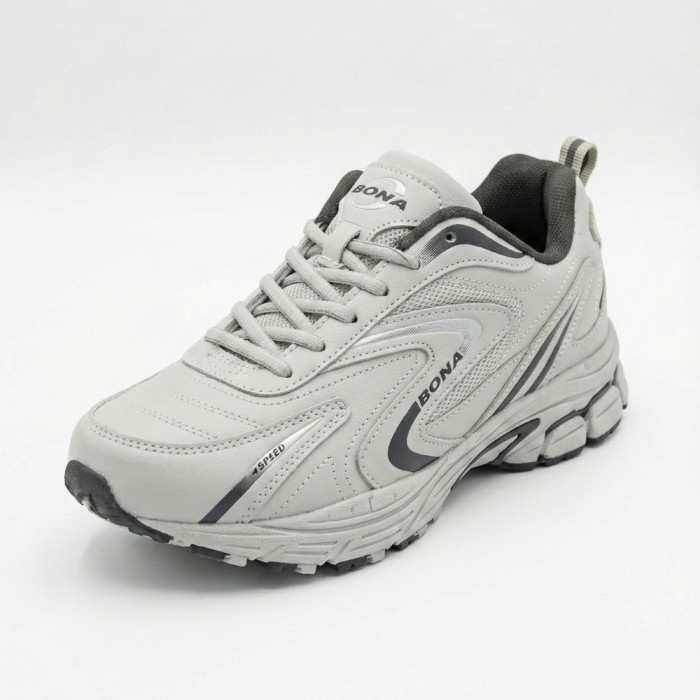 Мужские кроссовки Bona 808M Grey-Dark Grey 6136 из натуральной кожи