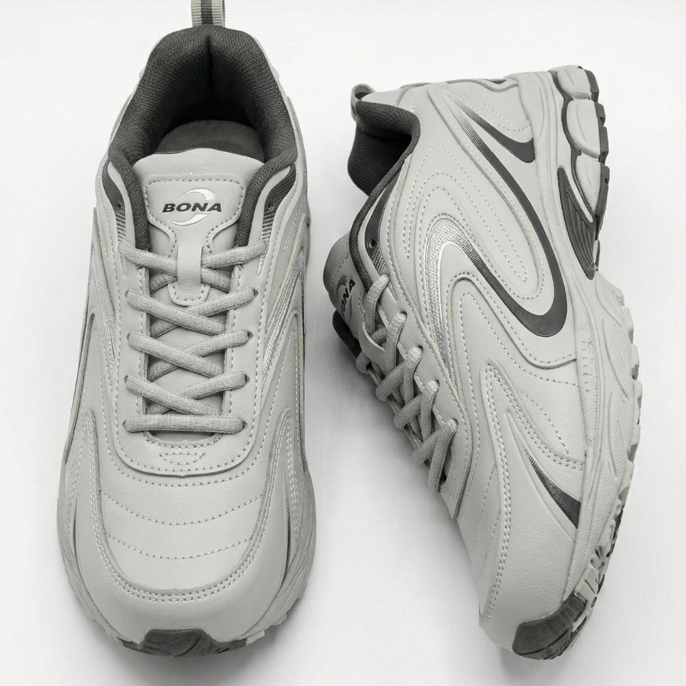 Чоловічі кросівки Bona 808M Grey-Dark Grey 6136 з натуральної шкіри