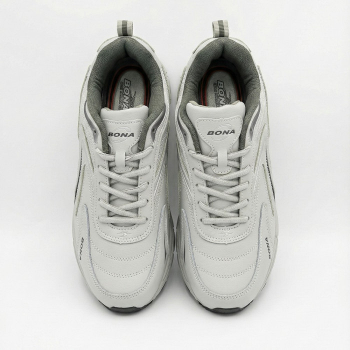Мужские кроссовки Bona 808M Grey-Dark Grey 6136 из натуральной кожи