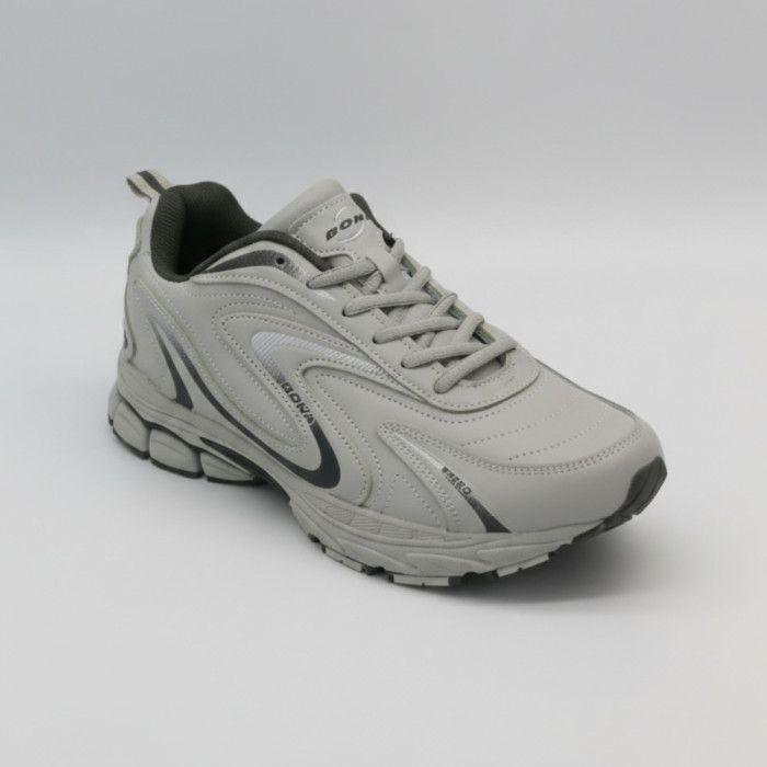 Мужские кроссовки Bona 808M Grey-Dark Grey 6136 из натуральной кожи