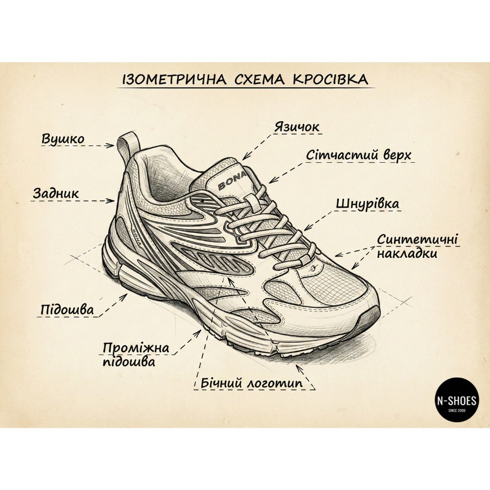 Чоловічі шкіряні кросівки Bona 876M: дизайн ASICS Gel-Kayano