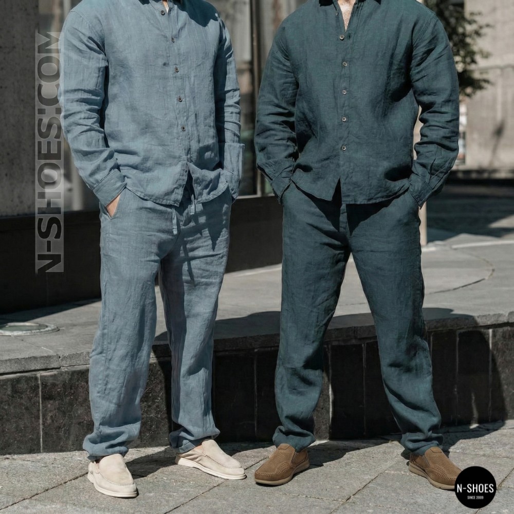 Чоловічі туфлі з перфорацією N-SHOES Man's (Туреччина) 211834 020 beige nubuk 6142