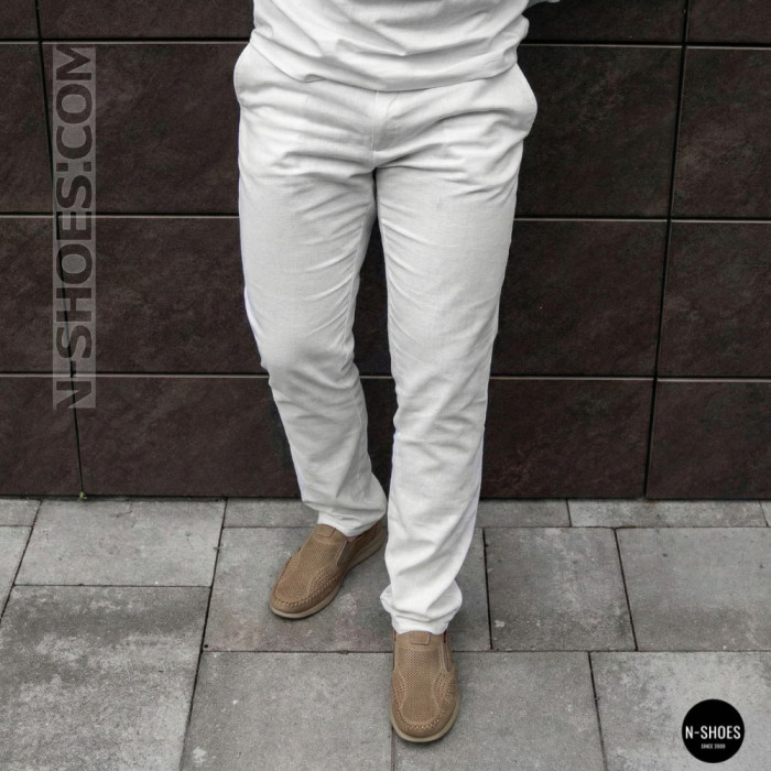 Мужские туфли с перфорацией N-SHOES Man's (Турция) 211834 020 beige nubuk 6142