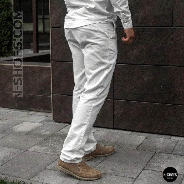 Мужские туфли с перфорацией N-SHOES Man's (Турция) 211834 020 beige nubuk 6142