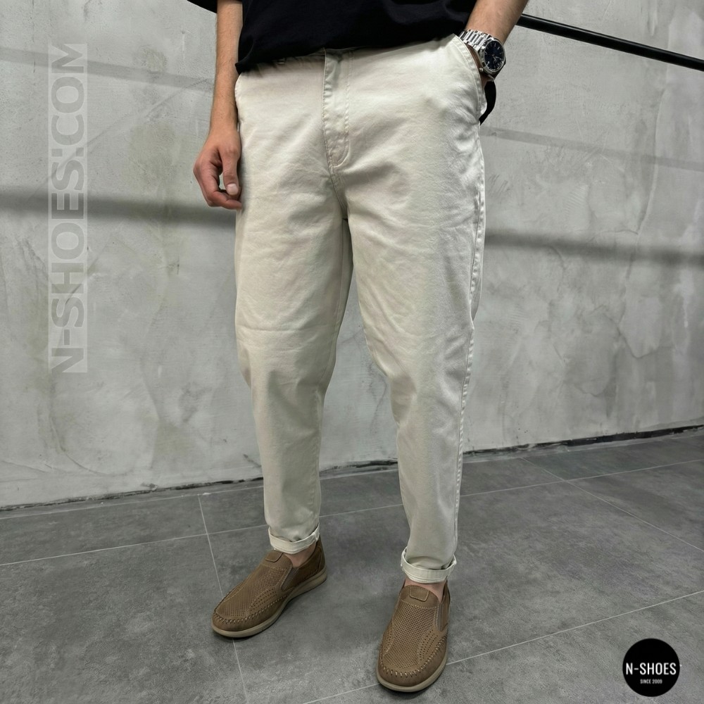 Чоловічі туфлі з перфорацією N-SHOES Man's (Туреччина) 211834 020 beige nubuk 6142