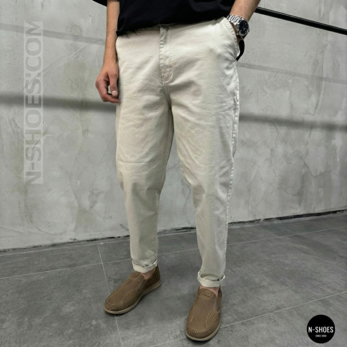 Мужские туфли с перфорацией N-SHOES Man's (Турция) 211834 020 beige nubuk 6142