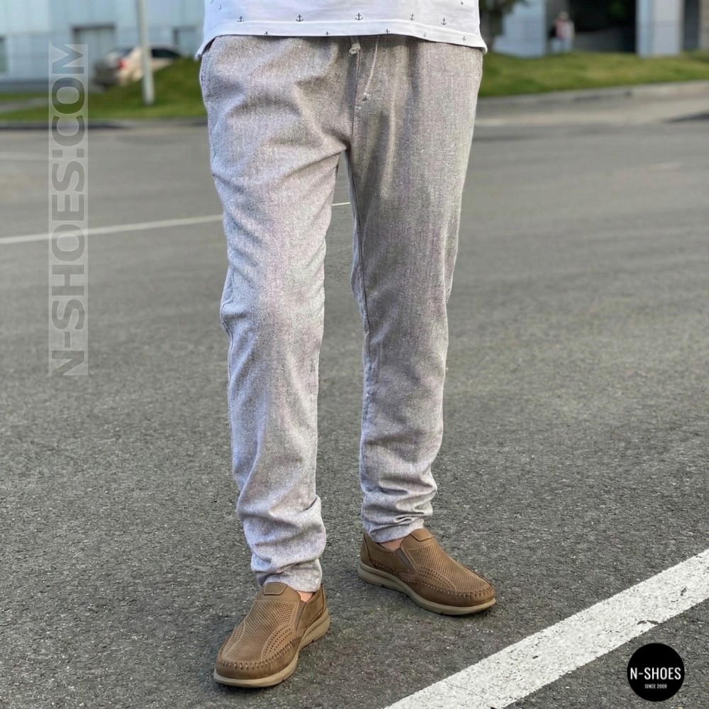 Чоловічі туфлі з перфорацією N-SHOES Man's (Туреччина) 211834 020 beige nubuk 6142