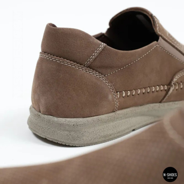 Мужские туфли с перфорацией N-SHOES Man's (Турция) 211834 020 beige nubuk 6142