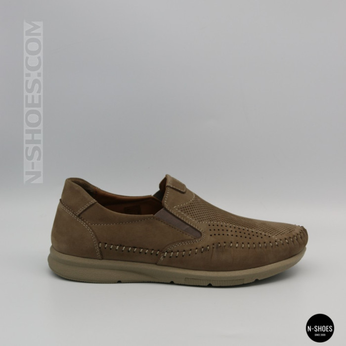 Мужские туфли с перфорацией N-SHOES Man's (Турция) 211834 020 beige nubuk 6142