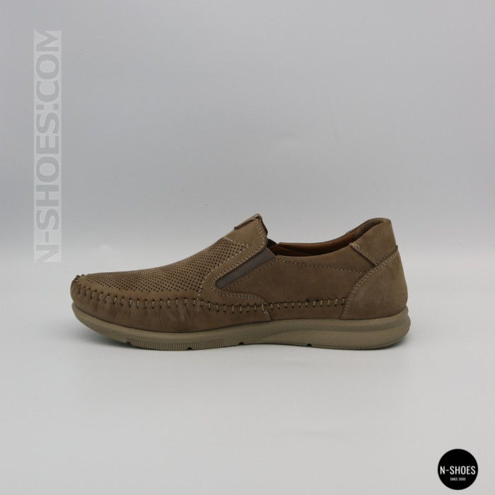 Мужские туфли с перфорацией N-SHOES Man's (Турция) 211834 020 beige nubuk 6142