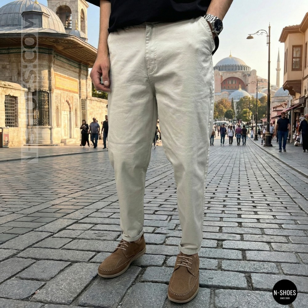 Чоловічі літні шкіряні мокасини на шнурках N-SHOES Mens 185342 021 vizone nubuk 6160