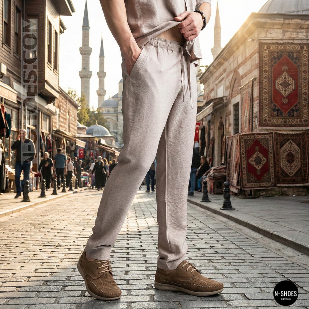 Чоловічі літні шкіряні мокасини на шнурках N-SHOES Mens 185342 021 vizone nubuk 6160