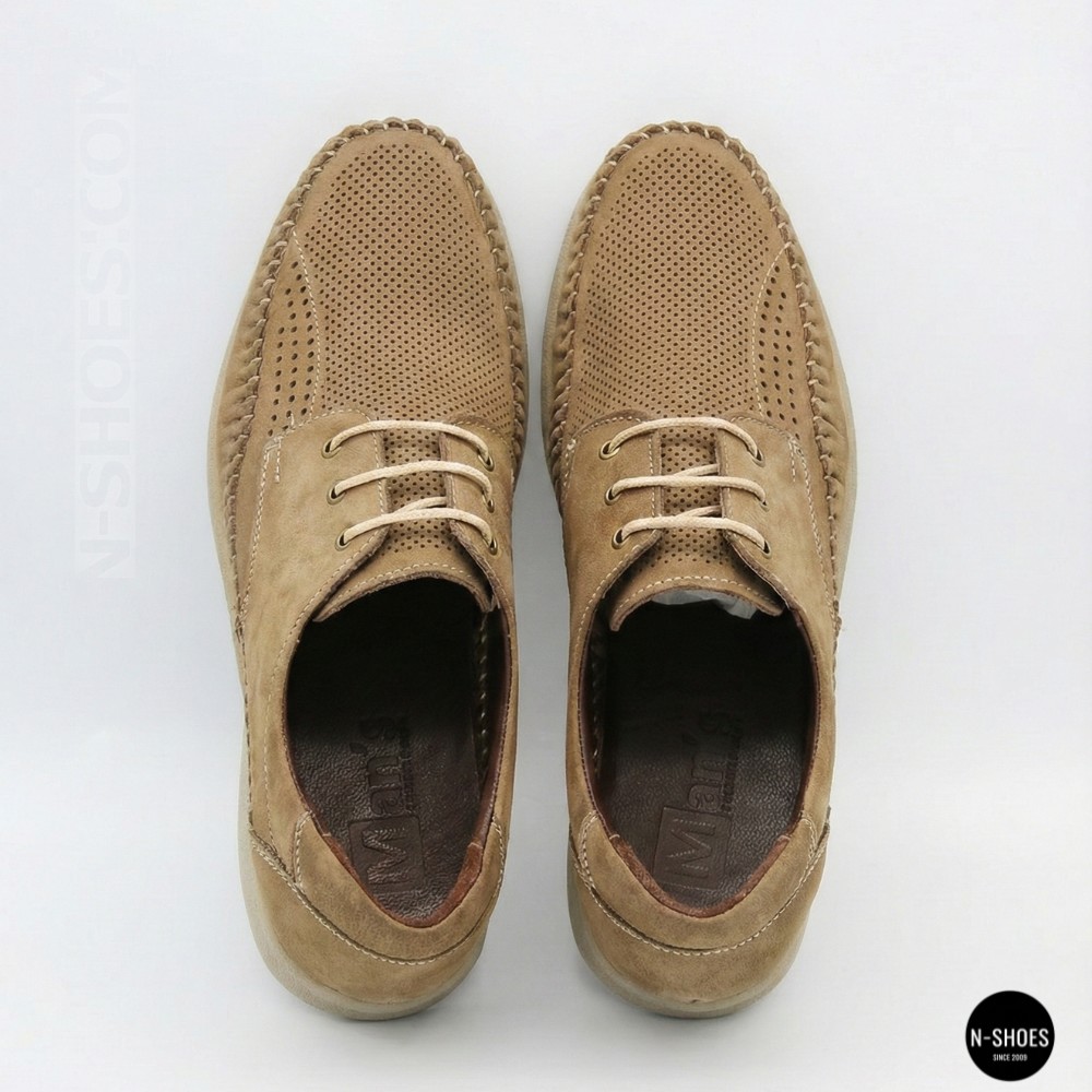 Чоловічі літні шкіряні мокасини на шнурках N-SHOES Mens 185342 021 vizone nubuk 6160