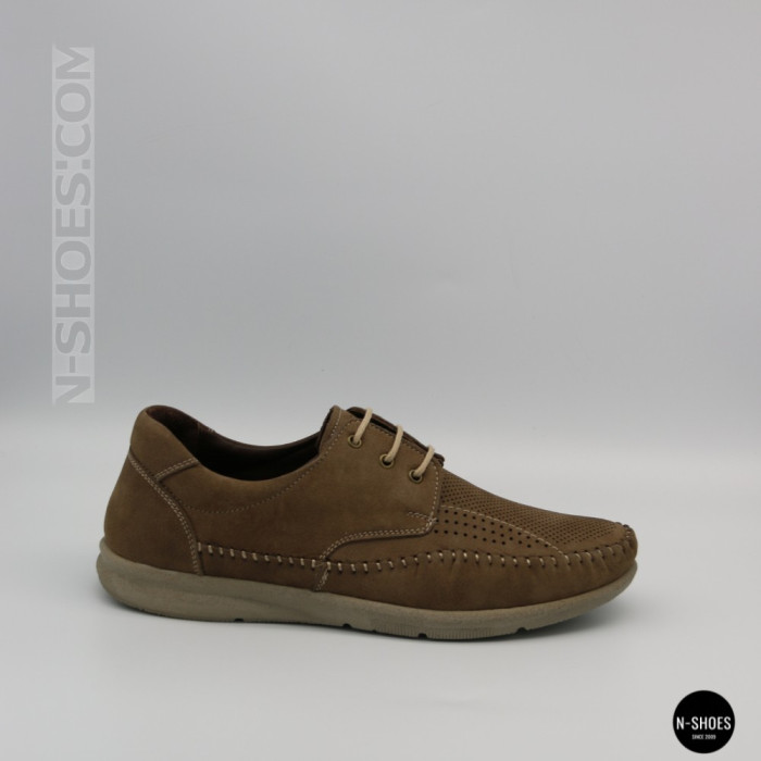 Чоловічі літні шкіряні мокасини на шнурках N-SHOES Mens 185342 021 vizone nubuk 6160