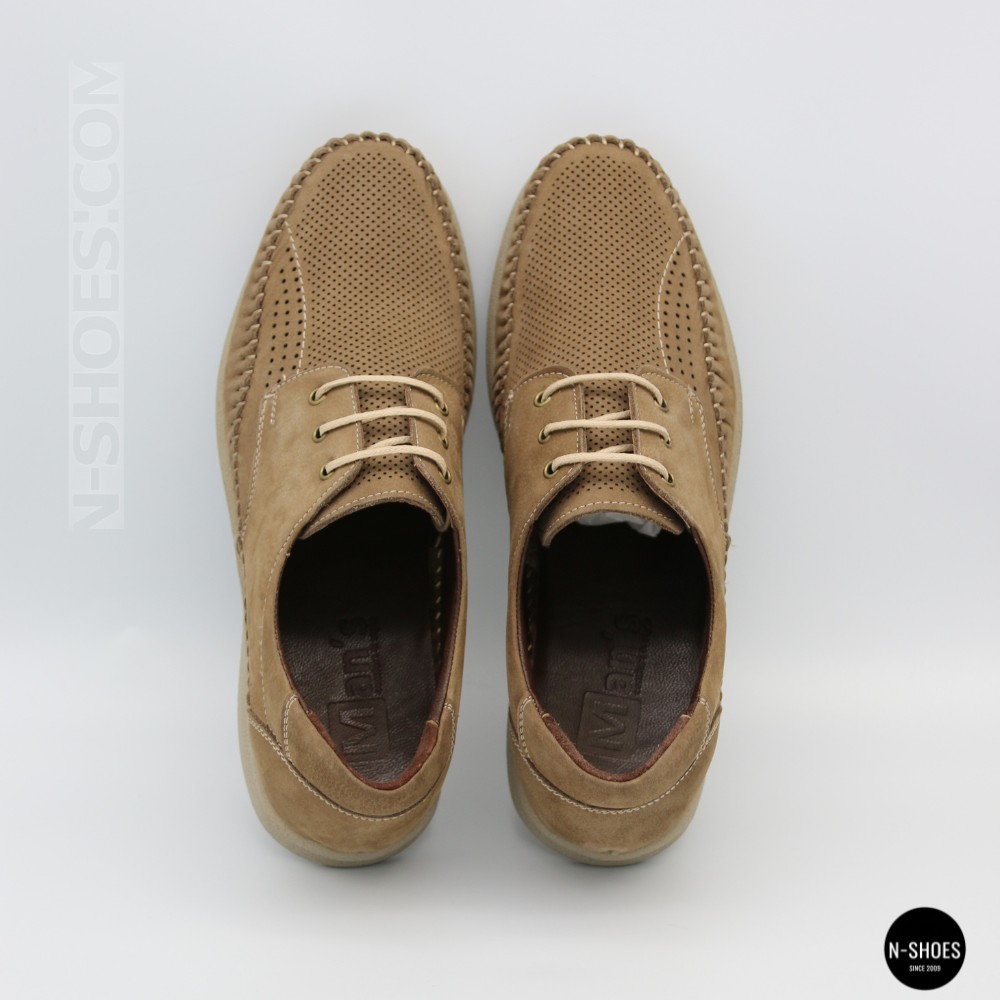 Чоловічі літні шкіряні мокасини на шнурках N-SHOES Mens 185342 021 vizone nubuk 6160