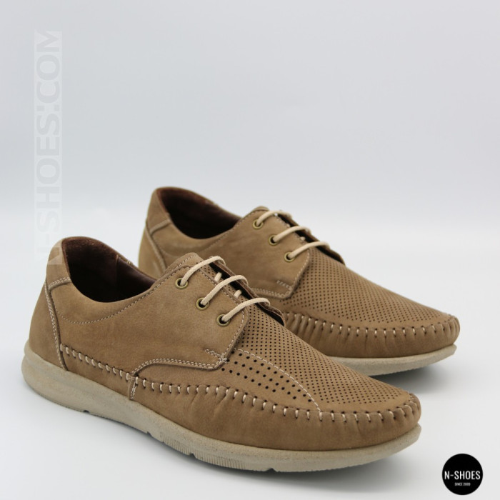 Чоловічі літні шкіряні мокасини на шнурках N-SHOES Mens 185342 021 vizone nubuk 6160