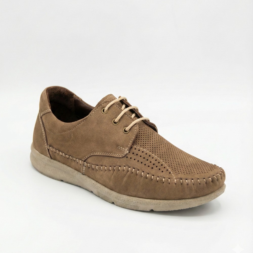 Чоловічі літні шкіряні мокасини на шнурках N-SHOES Mens 185342 021 vizone nubuk 6160