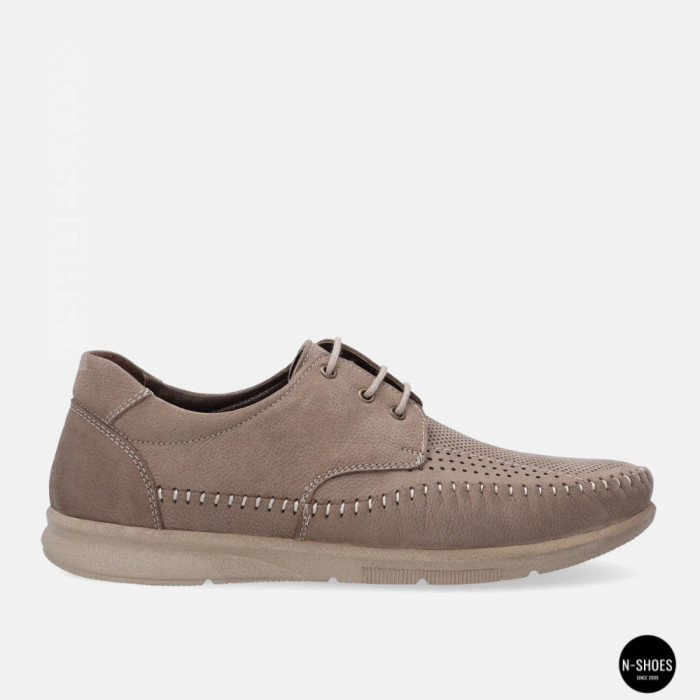 Чоловічі літні шкіряні мокасини на шнурках N-SHOES Mens 185342 021 vizone nubuk 6160