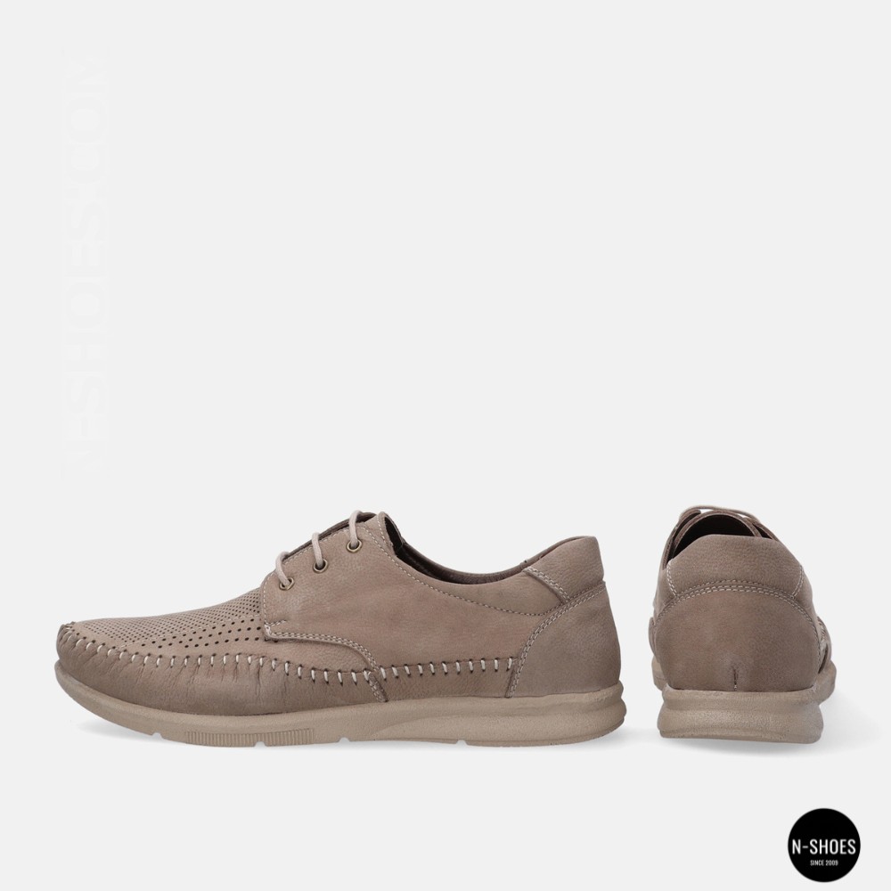 Чоловічі літні шкіряні мокасини на шнурках N-SHOES Mens 185342 021 vizone nubuk 6160