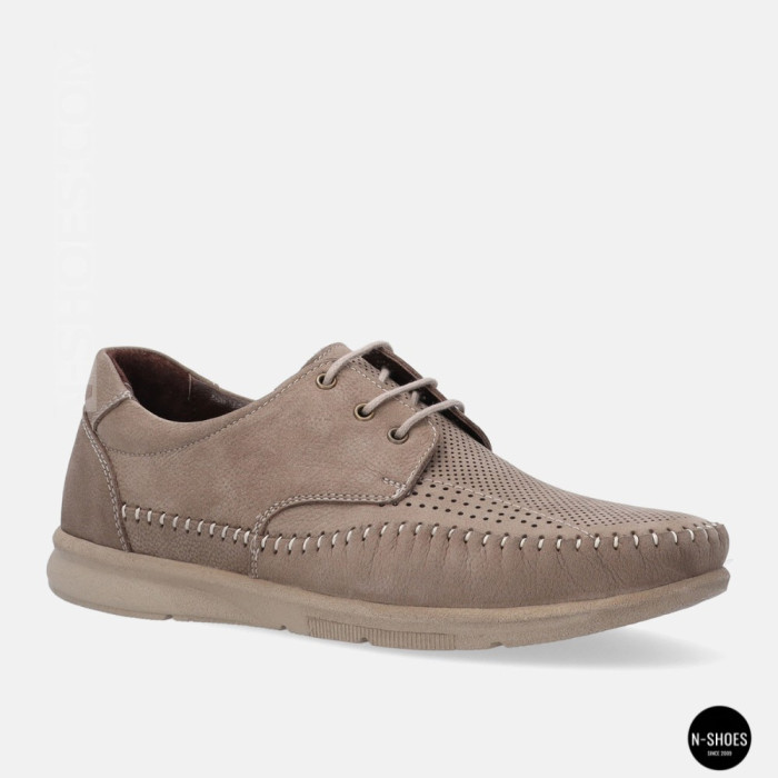 Чоловічі літні шкіряні мокасини на шнурках N-SHOES Mens 185342 021 vizone nubuk 6160