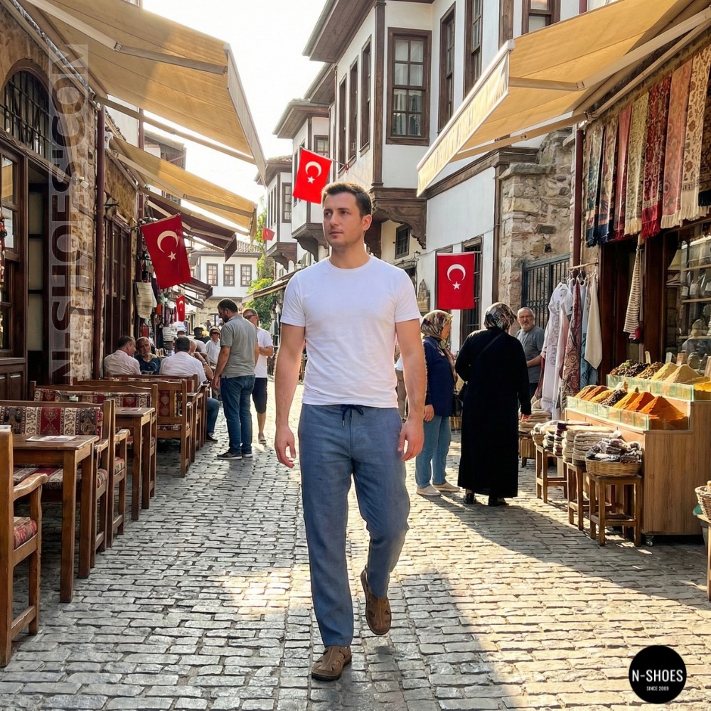 Бежеві чоловічі шкіряні туфлі-мокасини на липучці 211818 041 beige nubuk 6161