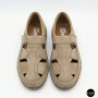 Бежеві чоловічі шкіряні туфлі-мокасини на липучці 211818 041 beige nubuk 6161
