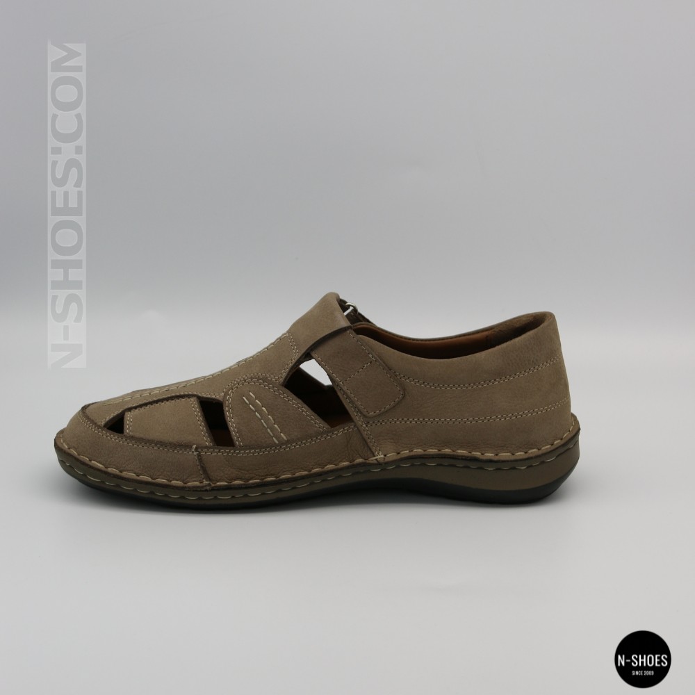 Бежеві чоловічі шкіряні туфлі-мокасини на липучці 211818 041 beige nubuk 6161