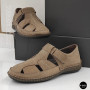 Бежеві чоловічі шкіряні туфлі-мокасини на липучці 211818 041 beige nubuk 6161