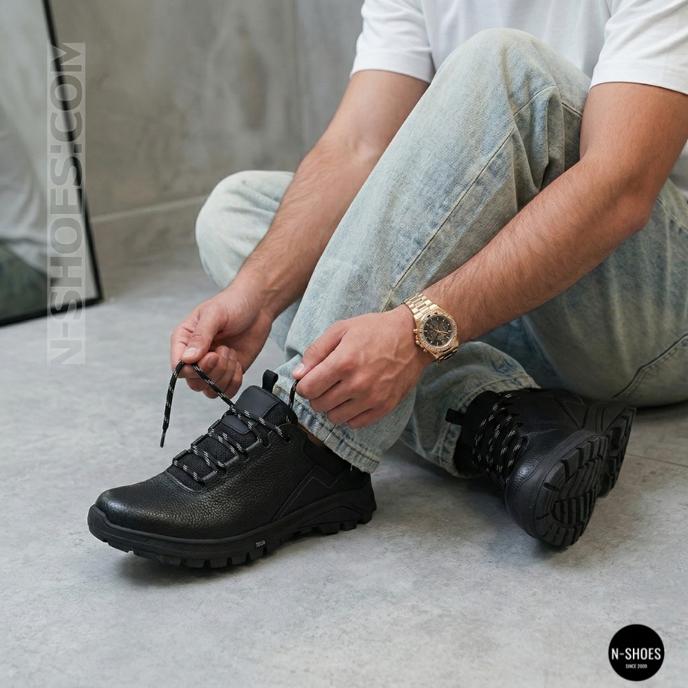 Чоловічі чорні шкіряні кросівки демісезонні Alex Bens 03-vm-340-1-03-6180