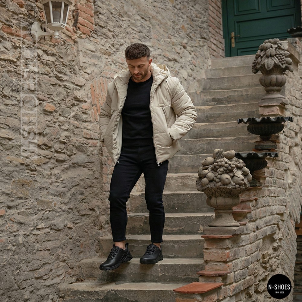 Чоловічі чорні шкіряні кросівки демісезонні Alex Bens 03-vm-340-1-03-6180