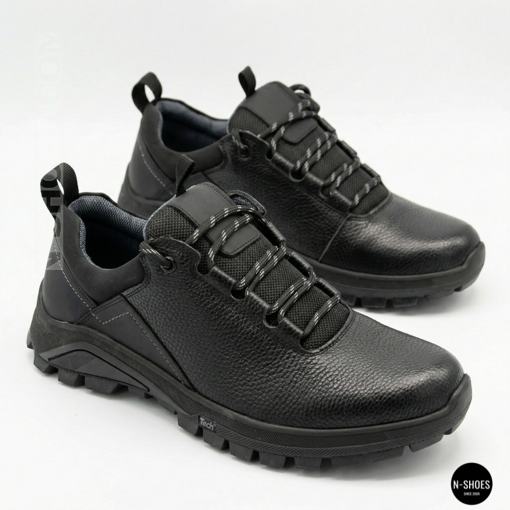 Чоловічі чорні шкіряні кросівки демісезонні Alex Bens 03-vm-340-1-03-6180