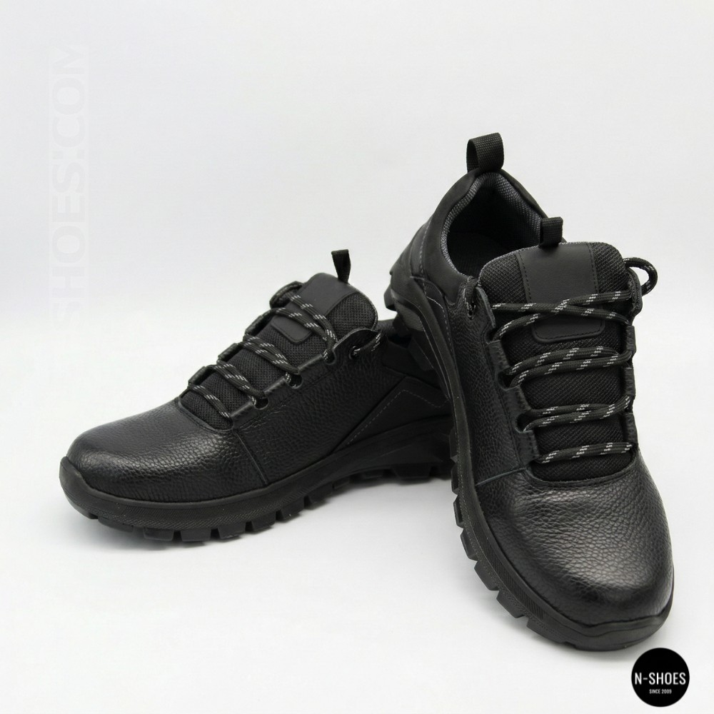 Чоловічі чорні шкіряні кросівки демісезонні Alex Bens 03-vm-340-1-03-6180