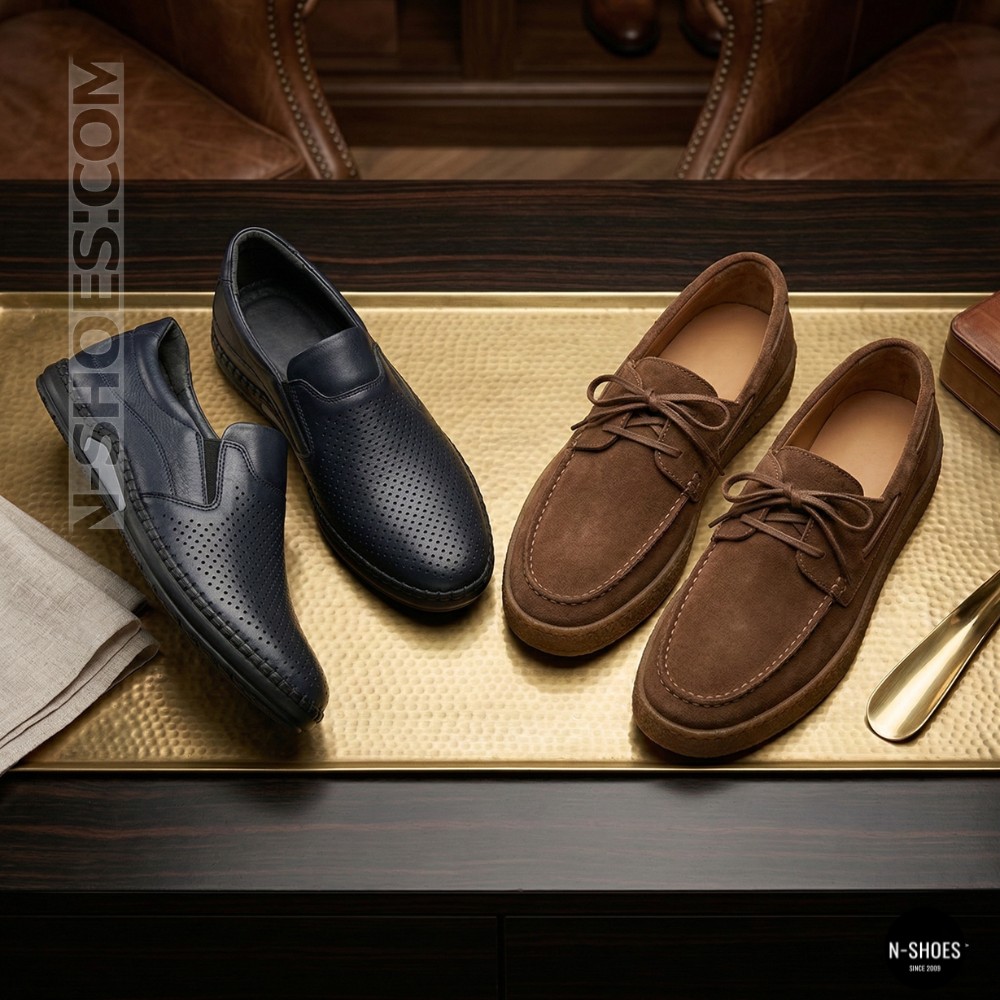 Чоловічі літні туфлі-мокасини з перфорацією Mens 211850 6182 сині