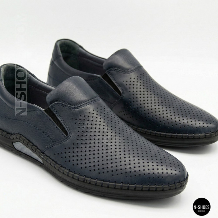 Чоловічі літні туфлі-мокасини з перфорацією Mens 211850 6182 сині