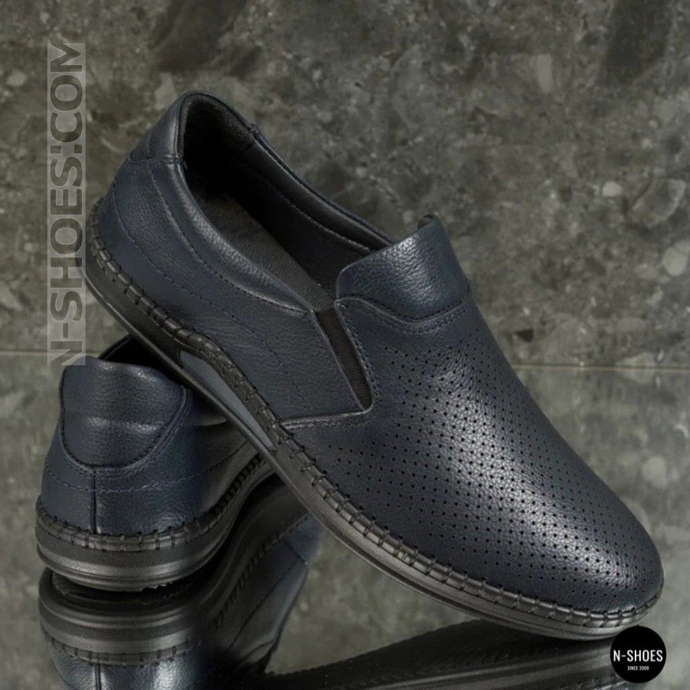 Чоловічі літні туфлі-мокасини з перфорацією Mens 211850 6182 сині
