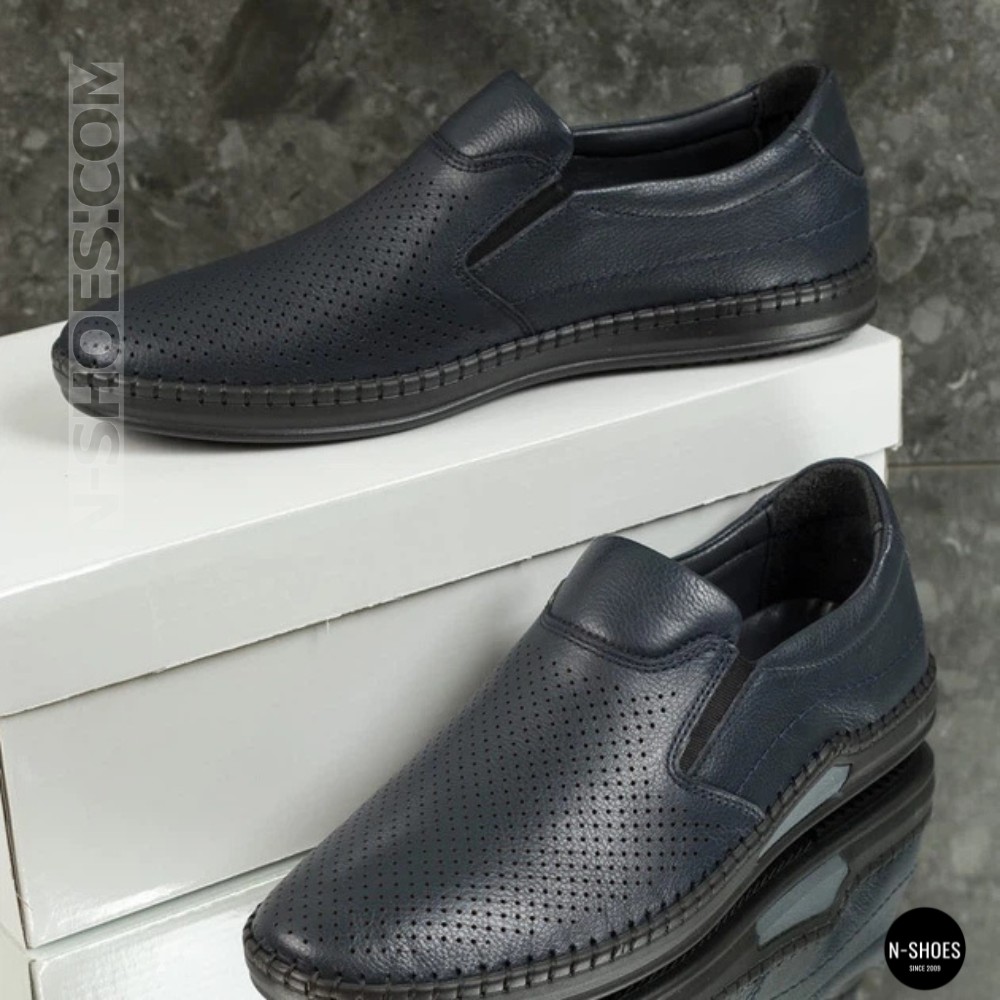 Чоловічі літні туфлі-мокасини з перфорацією Mens 211850 6182 сині